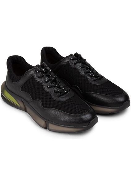 Erkek Siyah Hakiki Deri Sneaker Ayakkabı - 01725MSYHE09 fırsatları