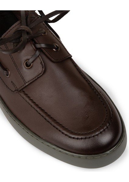 Erkek Kahverengi Hakiki Deri Günlük Marin Ayakkabı - 01952MKHVC05 indirimleri