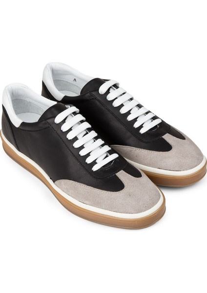 Erkek Hakiki Deri Siyah Sneaker Ayakkabı - 01997MSYHC01 fırsatları