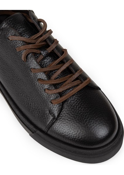 Erkek Hakiki Deri Siyah Sneaker Ayakkabı - 02004MSYHC01 indirimleri