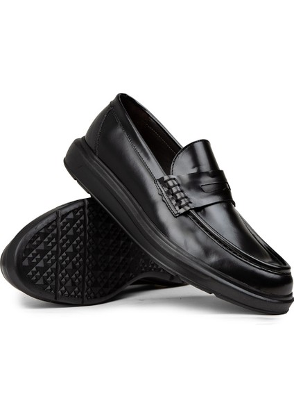 Erkek Hakiki Deri Siyah Loafer Ayakkabı - 02000MSYHP01 modelleri
