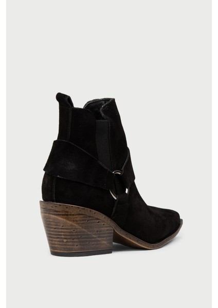 Kadın Hakiki Süet Siyah Western Bot - Z1563ZSYHC01 fiyatları