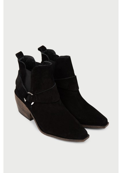 Kadın Hakiki Süet Siyah Western Bot - Z1563ZSYHC01 modelleri