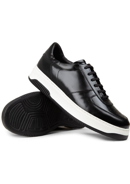 Erkek Hakiki Deri Siyah Sneaker Ayakkabı - 01965MSYHE09 modelleri
