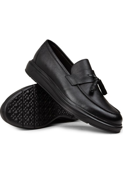 Erkek Hakiki Deri Siyah Püskül Detaylı Loafer - 01587MSYHP12 modelleri