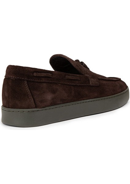 Erkek Hakiki Süet Kahverengi Püsküllü Loafer - 01994MKHVC01 fiyatları