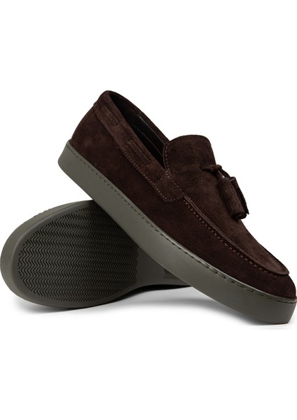 Erkek Hakiki Süet Kahverengi Püsküllü Loafer - 01994MKHVC01 modelleri