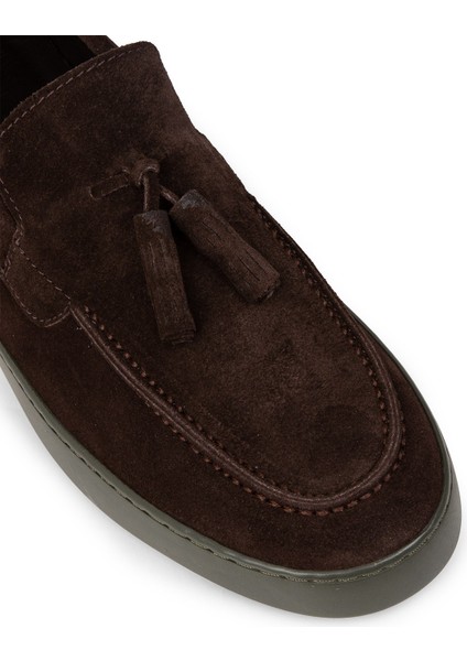 Erkek Hakiki Süet Kahverengi Püsküllü Loafer - 01994MKHVC01 indirimleri