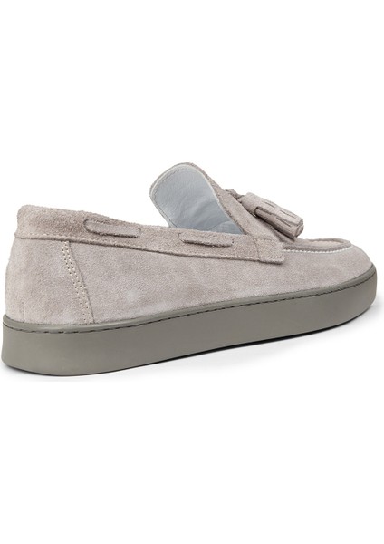 Erkek Hakiki Süet Gri Püsküllü Loafer Ayakkabı - 01994MGRIC01 fiyatları