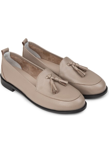 Kadın Bej Hakiki Deri Püsküllü Loafer - R2504ZBEJC01 fırsatları