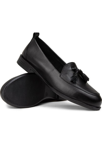 Kadın Siyah Hakiki Deri Püsküllü Loafer - R2504ZSYHC01 modelleri