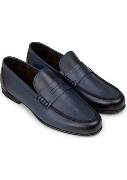 Erkek Hakiki Deri Lacivert Makosen - 01538MLCVC03 fırsatları