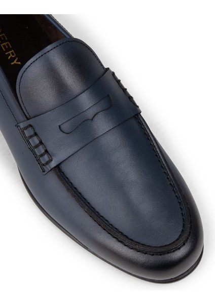 Erkek Hakiki Deri Lacivert Makosen - 01538MLCVC03 indirimleri