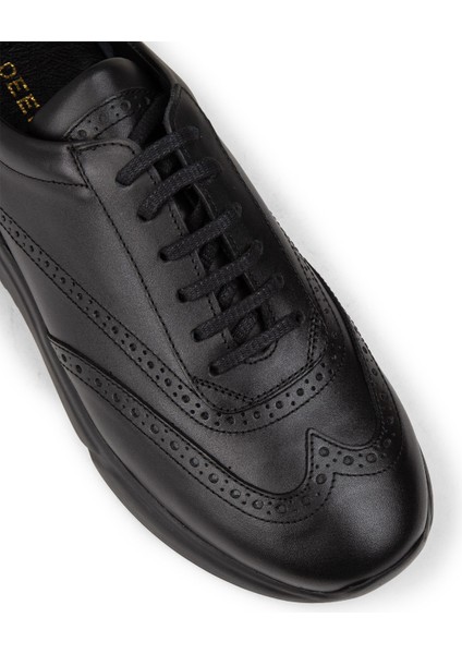 Erkek Hakiki Deri Siyah Spor Ayakkabı - 00750MSYHE12 indirimleri