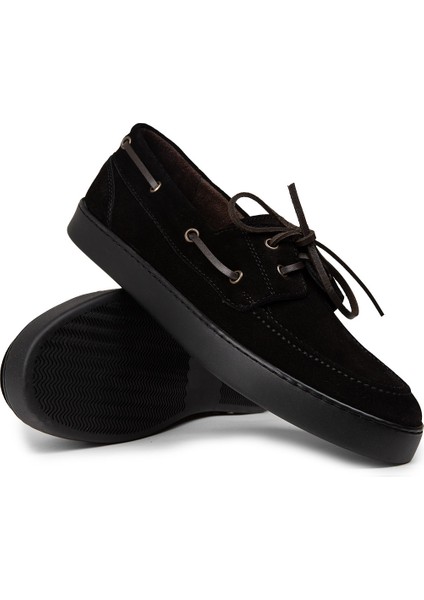 Erkek Hakiki Süet Siyah Günlük Marin Ayakkabı - 01952MSYHC05 modelleri