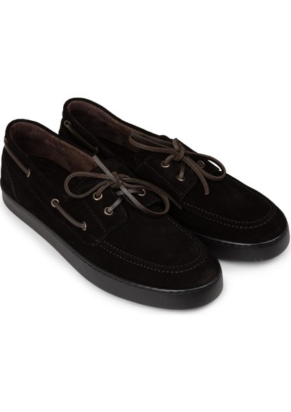 Erkek Hakiki Süet Siyah Günlük Marin Ayakkabı - 01952MSYHC05 fırsatları