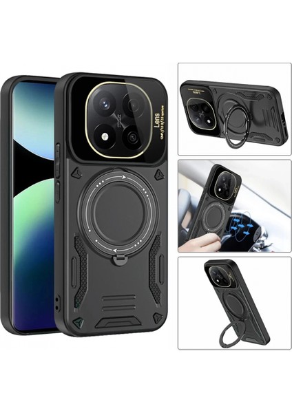 Xiaomi Redmi Note 14 Pro 5g Kılıf Joy Lens Standlı Kapak - Koyu Yeşil fiyatları