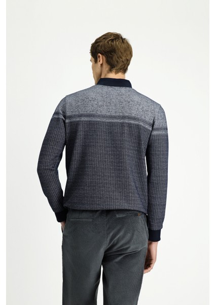 Yarım Balıkçı Yaka Yaka Regular Fit Desenli Fermuarlı Pamuklu Sweatshirt