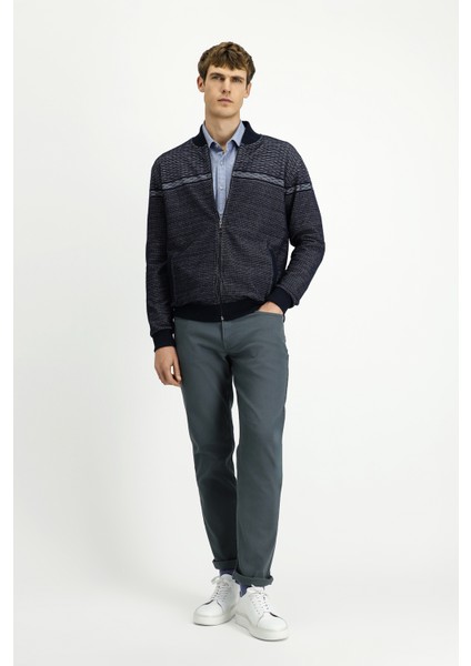 Desenli Fermuarlı Sweat Hırka