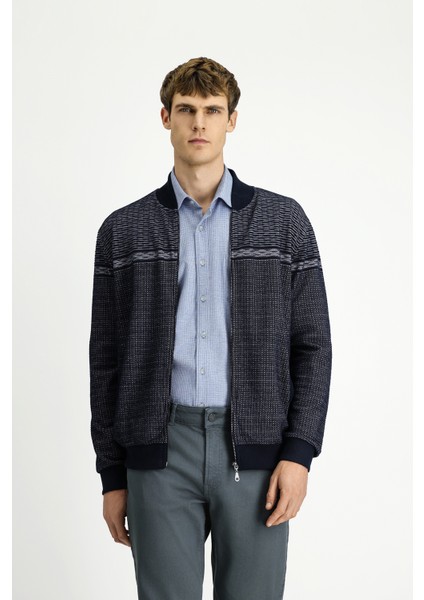 Desenli Fermuarlı Sweat Hırka