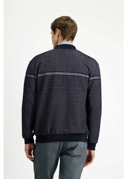 Desenli Fermuarlı Sweat Hırka