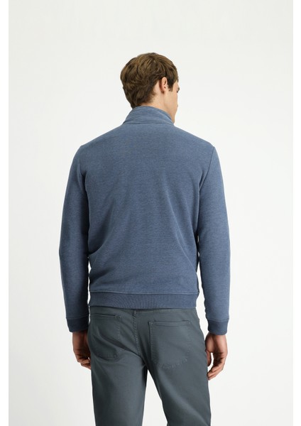 Yarım Balıkçı Yaka Yaka Regular Fit Fermuarlı Pamuklu Sweatshirt