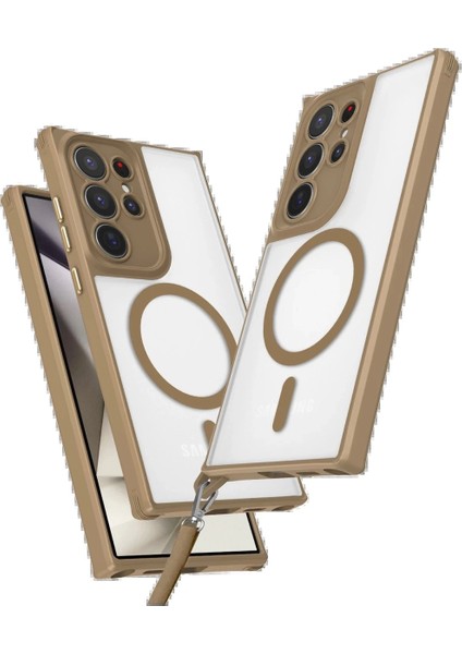 Samsung Galaxy S23 Ultra Kılıf Enka Magsafe Silikon Kılıf - Desert