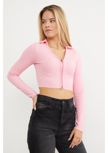 Polo Yaka Fermuarlı Crop Body fırsatları