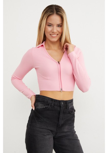 Polo Yaka Fermuarlı Crop Body indirimleri