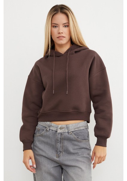 3 Iplik Basic Kapüşonlu Sweatshirt