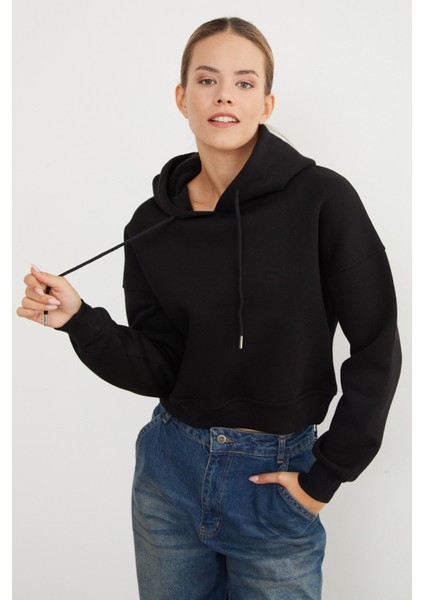 3 Iplik Basic Kapüşonlu Sweatshirt fırsatları