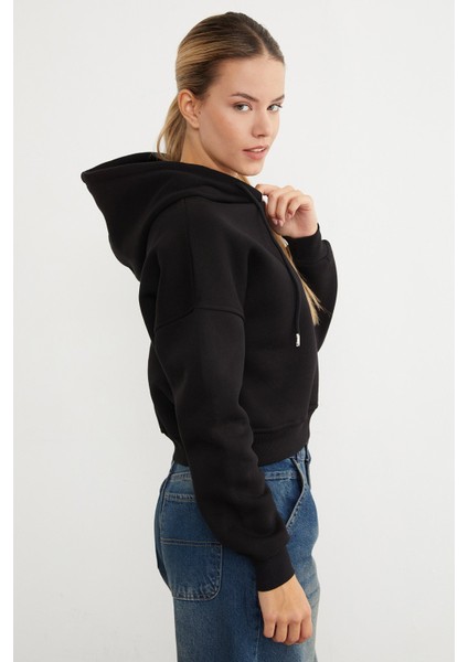 3 Iplik Basic Kapüşonlu Sweatshirt