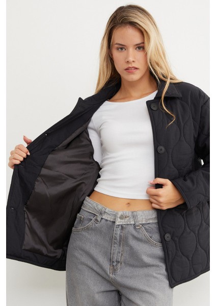 Su Yolu Desenli Oversize Düğmeli Mont indirimleri