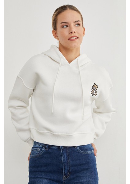 3 Iplik Ayıcık Nakışlı Kapüşonlu Sweatshirt fiyatları