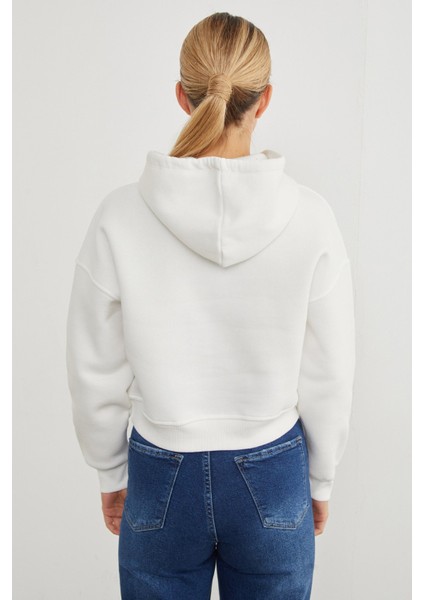 3 Iplik Ayıcık Nakışlı Kapüşonlu Sweatshirt