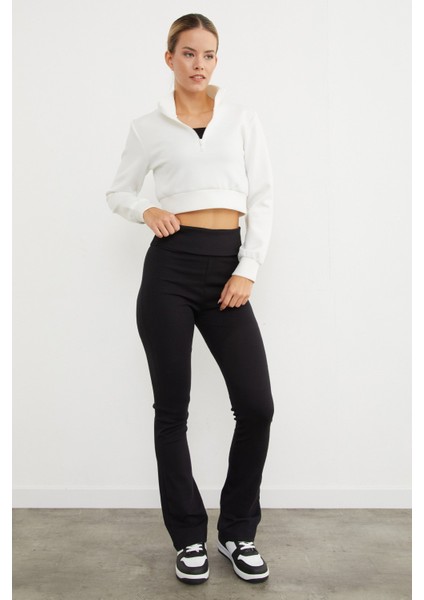 Beli Katlamalı Flare Pantolon