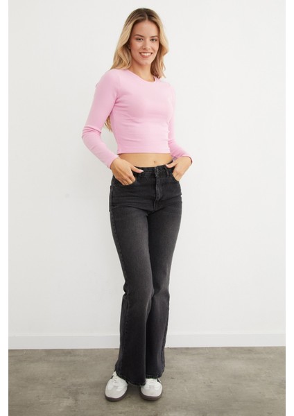 Basic Bisiklet Yaka Uzun Kollu Crop Body modelleri