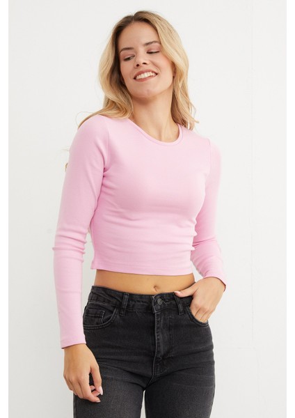 Basic Bisiklet Yaka Uzun Kollu Crop Body fırsatları