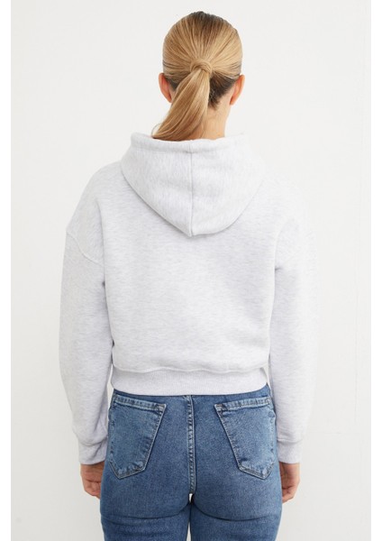 3 Iplik Ayıcık Nakışlı Kapüşonlu Sweatshirt