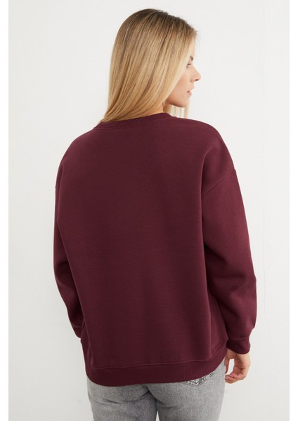 3 Iplik Manhattan Baskılı Bisiklet Yaka Sweatshirt