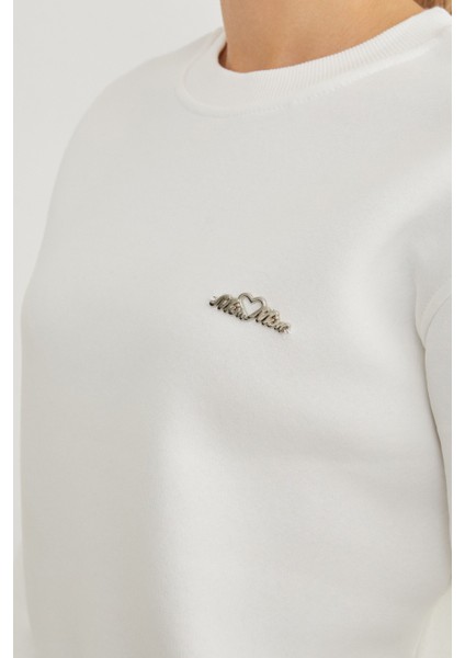 3 Iplik Metal Aksesuarlı Bisiklet Yaka Sweatshirt fırsatları