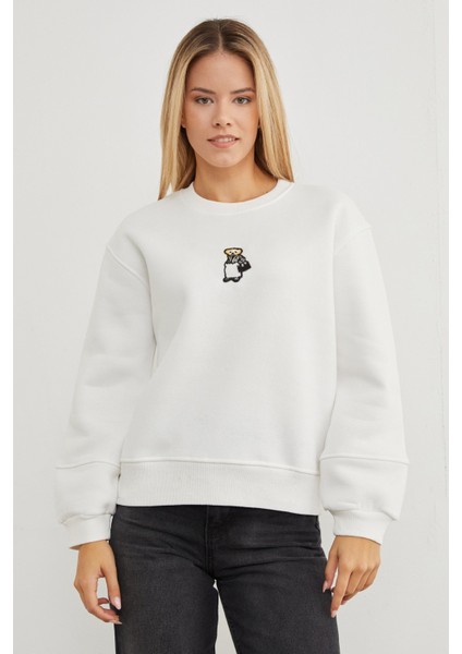 3 Iplik Ayıcık Nakışlı Bisiklet Yaka Sweatshirt fiyatları