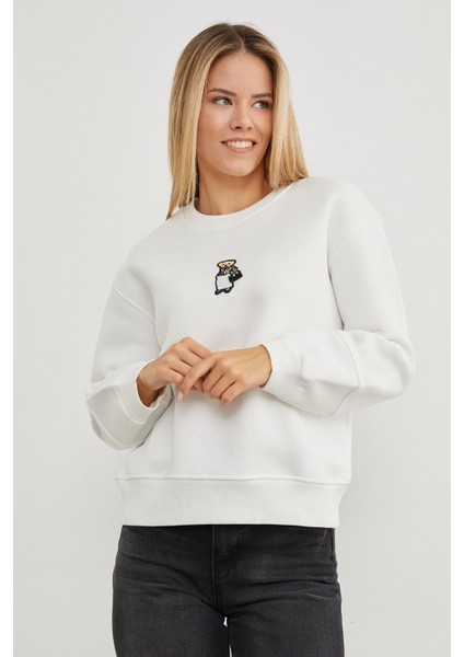 3 Iplik Ayıcık Nakışlı Bisiklet Yaka Sweatshirt modelleri