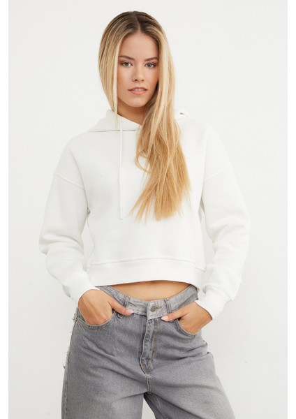 3 Iplik Basic Kapüşonlu Sweatshirt