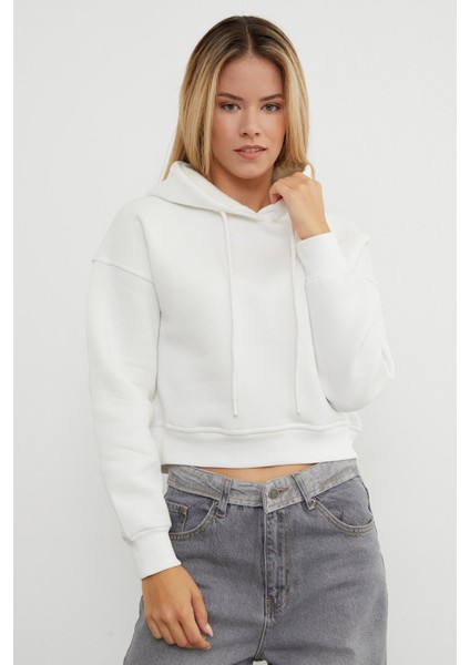 3 Iplik Basic Kapüşonlu Sweatshirt