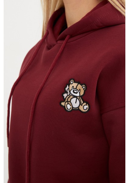 3 Iplik Ayıcık Nakışlı Kapüşonlu Sweatshirt modelleri