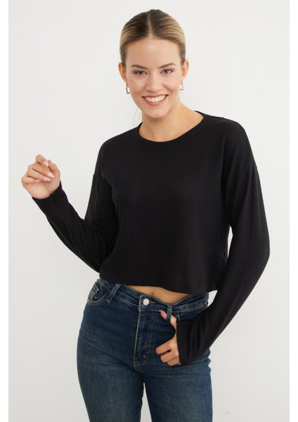 Basic Bisiklet Yaka Ince Triko Kazak