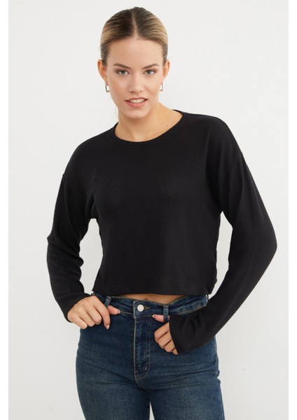 Basic Bisiklet Yaka Ince Triko Kazak modelleri