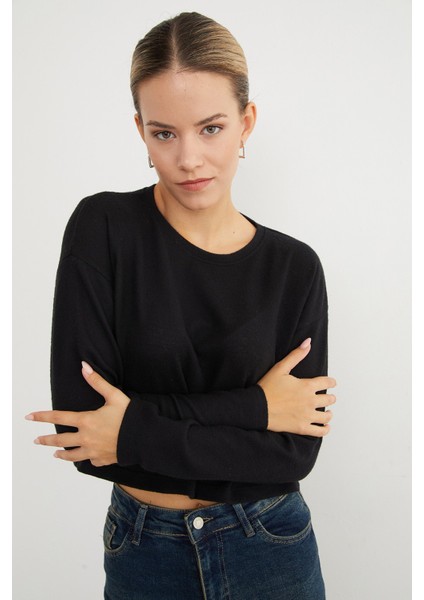 Basic Bisiklet Yaka Ince Triko Kazak