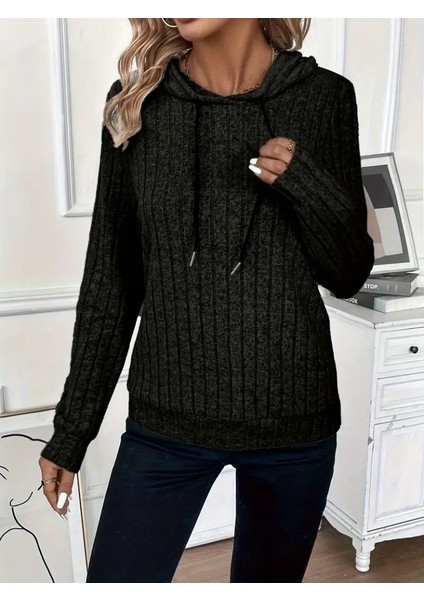 Miracotton Kadın Uzun Kollu Kapşonlu Bağcıklı Şardonlu Kaşkorse Bluz modelleri